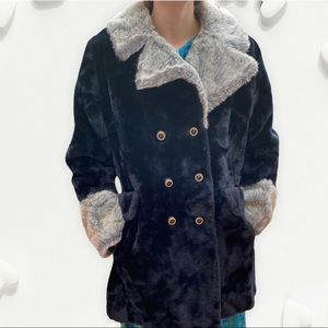 Vintage Black Faux Fur Coat by Malden